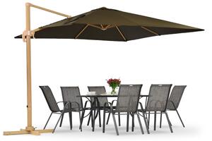 Ombrellone Siena 3x3m in legno con copertura marrone Garden Point