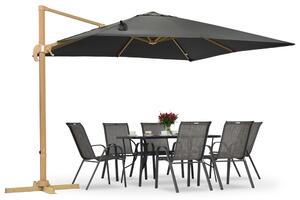 Ombrellone da giardino Siena 3x3m in legno con copertura antracite Garden Point