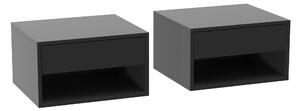 HOMCOM Set da 2 comodini sospesi, con cassetto e scomparto aperto, 37 x 32 x 21 cm, Nero | Aosom Italy