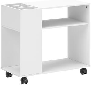 HOMCOM Mobile porta stampante con scomparto e ripiani, per ufficio 70 x 34 x 60 cm Bianco | Aosom Italy
