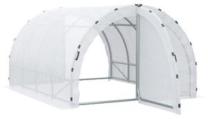 Outsunny Serra da Giardino Tunnel Superficie Terra 12 m² 4L x 3l x 2H m Struttura Tubolare Rinforzata 25 mm Doppia Porta con maniglie Bianco