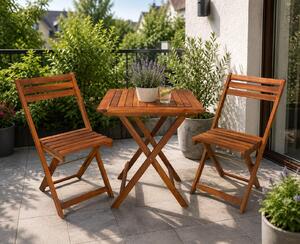 Set da balcone, tavolo con 2 sedie, marrone, set da bistrot