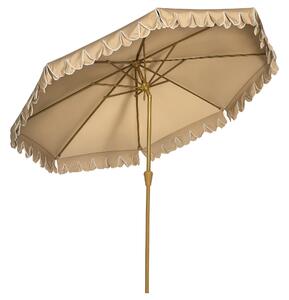 Outsunny Ombrellone da Giardino Inclinabile con Apertura a Manovella, Ø265x235.5cm, Cachi|Aosom