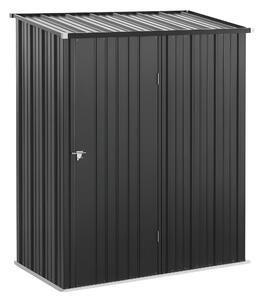 Outsunny Casetta da Giardino con Serratura e tetto inclinato, Capanno Attrezzi Porta Utensili in Lamiera Acciaio, 161.5x94.5x196cm, Nero | Aosom Italy