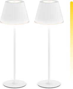 Lampada da tavolo LED Brandson, set da 2 pezzi, senza fili, con batteria da 4800 mAh, dimmerazione continua tramite touch, 3 tonalità di luce, autonomia fino a 60 ore, grado di protezione IP54, 37 cm, 2 pezzi, colore bianco