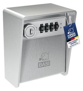 BASI - SSZ 350 - Cassaforte per chiavi in acciaio inox da 3 mm - 2 ganci per chiavi - combinazione a 4 cifre regolabile - 1 chiave di emergenza - per montaggio a parete incl. 2 tasselli - 2101-0015