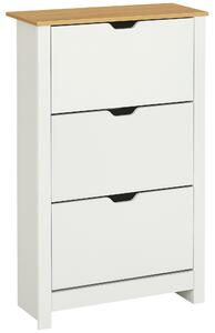 Scarpiera Slim per 18 Paia di Scarpe 72x26x112 cm con 3 Cassetti a Ribalta Rivestimento in Melamina Bianco