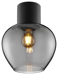 Lampada a soffitto Brilliant, diametro 23 cm, nera/vetro fumé, attacco E27, 20W, grado di protezione IP20, per uso interno