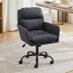 Sedia da ufficio in ecopelle, struttura in metallo, regolabile in altezza, ergonomica, colore nero, dimensioni 71,58 x 60,5 x 102 cm