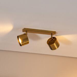 Faretto da soffitto Chloe orientabile, a 2 luci, acciaio color ottone Argon, dimmerabile, Ottone / Oro, Soggiorno / Sala da pranzo, Metallo, Moderno, Faretto