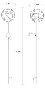 Lampada LED con picchetto a terra 36747, globo, marrone ruggine, metallo