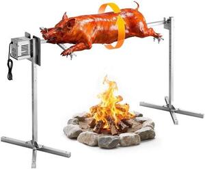 Griglia per maialini e spiedo - Girarrosto elettrico - Lunghezza 132,1 cm - Capacità di carico 40 kg - Motore 38 W - Regolazione dell'altezza a 8 livelli - Tensione di rete 220-240 V