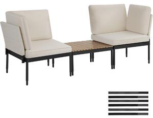 Set da giardino in alluminio tectake® Magaluf Funzione 5 in 1, schienale regolabile in 5 posizioni, imbottitura spessa