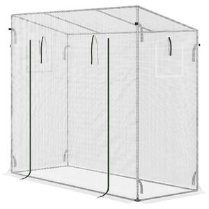 Serra in plastica 200x68x196 cm con porta scorrevole e finestra laterale, resistente al vento, acciaio e PE, ideale per piante da giardino