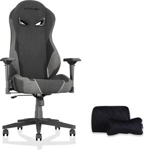 Sedia da gaming ergonomica, rivestita in tessuto, adatta a persone di alta statura, con schienale alto, poggiatesta e supporto lombare, angolo di reclinazione di 155° con blocco, colore grigio scuro