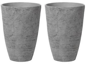 Set di 2 vasi tondi polvere di pietre per interno ed esterno grigio soggiorno balcone giardino Beliani