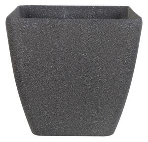 Vaso per piante fioriera in poliresina solida grigio scuro in miscela di pietra quadrata 34 x 34 cm resistente ai raggi UV Beliani