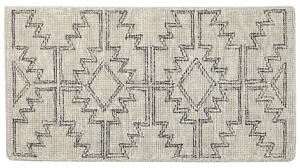 Tappeto beige e nero lana 80 x 150 cm trapuntato a mano motivo geometrico boho soggiorno camera da letto Beliani