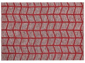Tappeto in cotone trapunto a mano con motivo geometrico rosso 160 x 230 cm camera da letto soggiorno Beliani