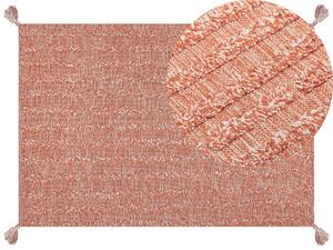 Tappeto in cotone con motivo semplice arancione 140 x 200 cm camera da letto soggiorno Beliani