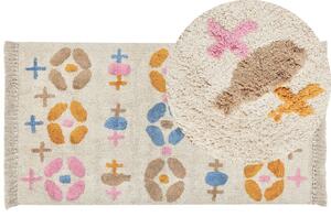 Tappeto in cotone multicolore 80x150 cm rettangolare motivo geometrico con frange per soggiorno camera da letto baby room Tappeto per bambini Beliani