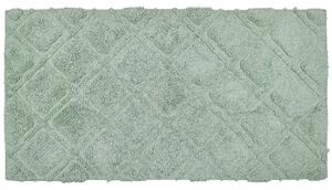 Tappeto in morbido cotone verde 80 x 150 cm con motivo geometrico camera da letto soggiorno Beliani