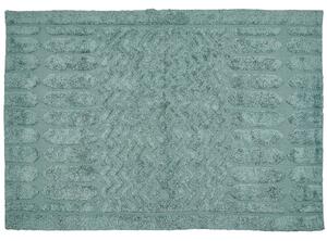 Tappeto in morbido cotone verde menta 160 x 230 cm con motivo geometrico camera da letto soggiorno Beliani