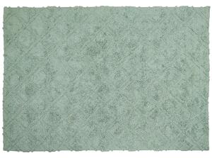 Tappeto in morbido cotone verde 160 x 230 cm con motivo geometrico camera da letto soggiorno Beliani