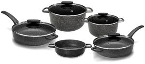 Batteria di Pentole 9 Pezzi in Alluminio Pressofuso Antiaderente Olympia Hard Cook