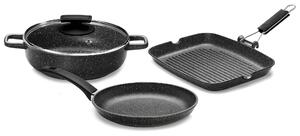 Batteria di Pentole 4 Pezzi in Alluminio Pressofuso Antiaderente Olympia Hard Cook