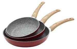 Set 3 Padelle 20-24-28 cm in Alluminio Forgiato Antiaderente Induzione Collection Ortles Rosse