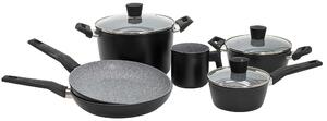 Batteria di Pentole 9 Pezzi in Alluminio Forgiato Antiaderente Induzione Collection Mavros Nera