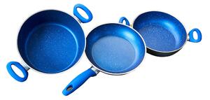 Batteria di Pentole 3 Pezzi in Alluminio Antiaderente Mediashopping Blue Rock