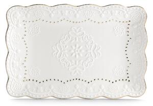 Piatto Rettangolare 30,5x20,5 cm Traforato in Porcellana Kaleidos Charme Filo Oro
