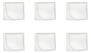 Set 6 Piatti Snack Rettangolari 20,5x18x1,5 cm in Porcellana Allluminica Kaleidos Aluxina Bianchi