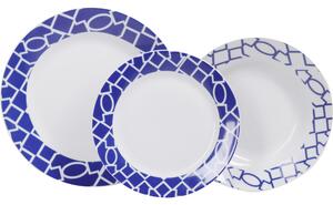 Servizio Piatti 18 Pezzi in Porcellana con Decori Collection Blubay Bianco/Blu