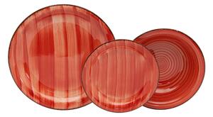 Servizio Piatti 18 Pezzi in Stoneware con Decori Collection Kepos Rosso
