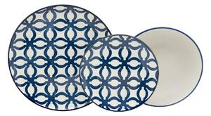 Servizio Piatti 18 Pezzi in Porcellana con Decori Collection Aveiro Blu