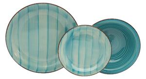 Servizio Piatti 18 Pezzi in Stoneware con Decori Collection Kepos Azzurro