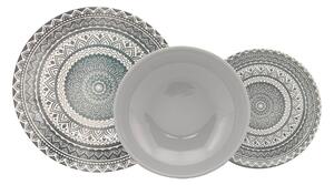Servizio Piatti 18 Pezzi in Porcellana con Decori Collection Vietri Grigio