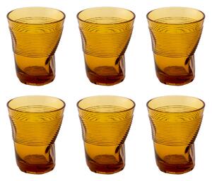 Set 6 Bicchieri Accartocciati 36 cl Ø9 cm in Vetro Pressato Kaleidos Ambra