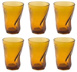 Set 6 Bicchieri Accartocciati 34 cl Ø8 cm in Vetro Pressato Kaleidos Ambra