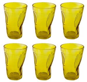 Set 6 Bicchieri Accartocciati 34 cl Ø8 cm in Vetro Pressato Kaleidos Gialli