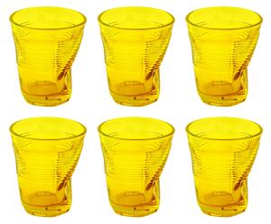 Set 6 Bicchieri Accartocciati 22 cl Ø8 cm in Vetro Pressato Kaleidos Gialli