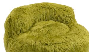 Poltrona Sacco Fluffy Confortevole con Pouf, Sedia Moderna in Pelliccia Sintetica per Soggiorno, Camera da Letto e Studio, Verde oliva