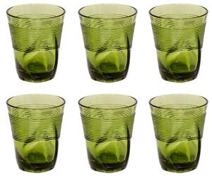 Set 6 Bicchieri Accartocciati 36 cl Ø9 cm in Vetro Pressato Kaleidos Verdi