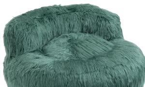 Poltrona Sacco Fluffy Confortevole con Pouf, Sedia Moderna in Pelliccia Sintetica per Soggiorno, Camera da Letto e Studio, Verde menta
