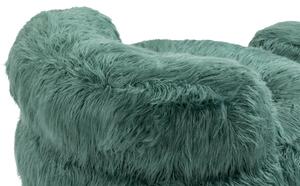 Poltrona Sacco Fluffy Confortevole con Pouf, Sedia Moderna in Pelliccia Sintetica per Soggiorno, Camera da Letto e Studio, Verde menta