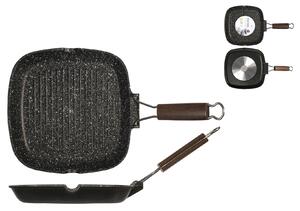 H&H Bistecchiera Antiaderente Pietra Manico Pieghevole Cm26