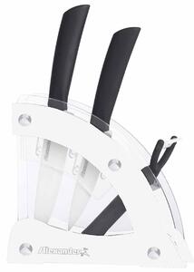 Ceppo con 2 Coltelli in Ceramica e Pelaverdure Alexander Vela Bianco